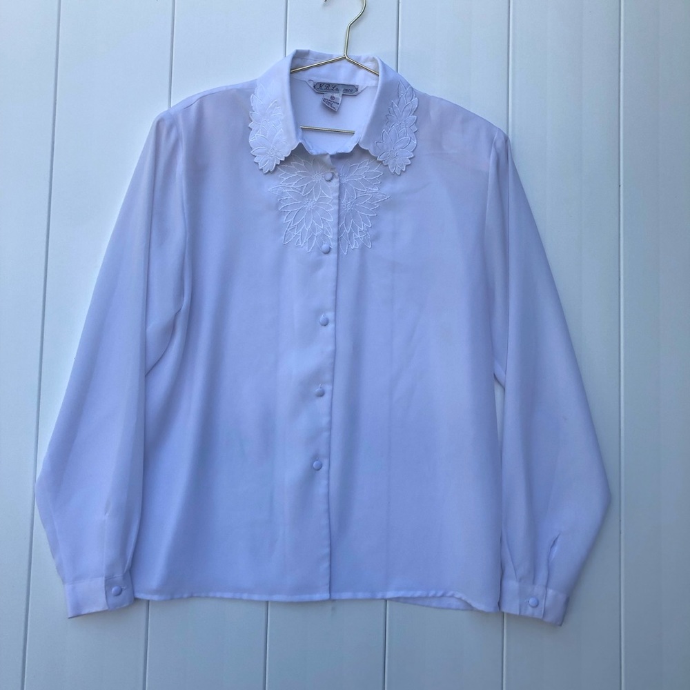Vintage Size 12 White Button Up Shirt - Picture 2 of 7